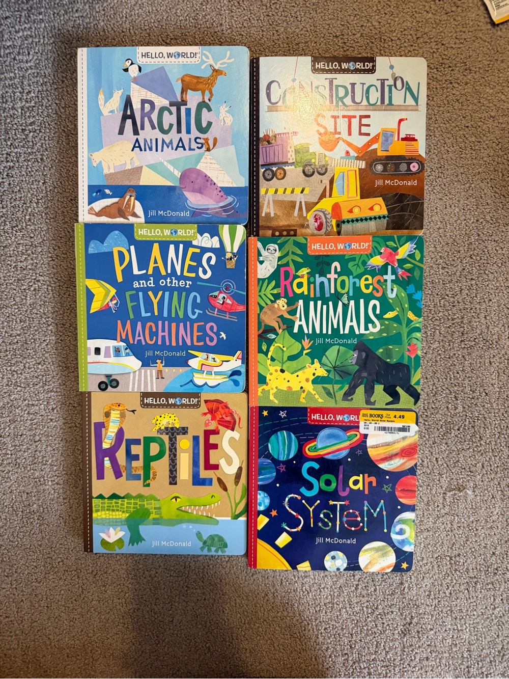 Hello World book bundle Jill McDonald arctic animals solar system planes kids